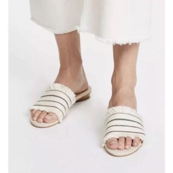 Splendid Cream Fringe Baldwyn Slide Flat Boho Sandals S-100 Size 9 - Picture 2 of 10